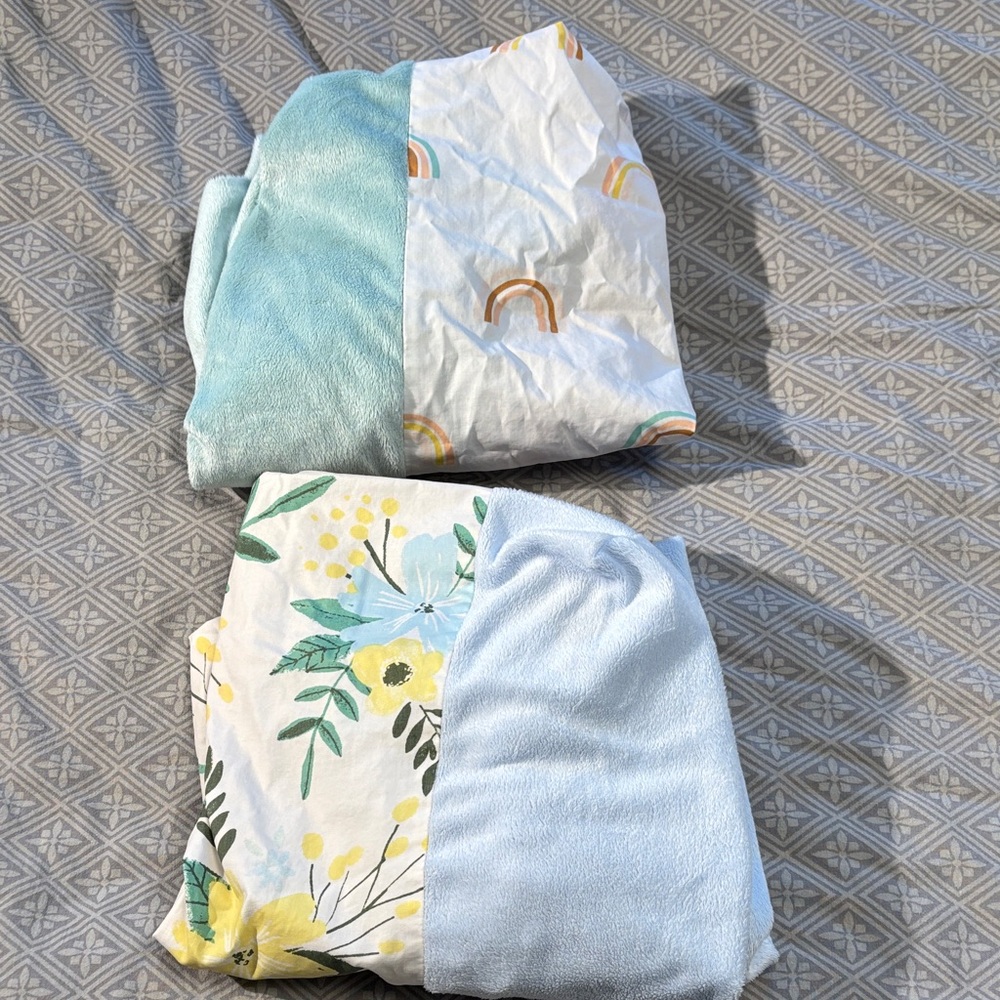 Set of 2 Cloud Island Target wipeable changing pad covers rainbow and floral